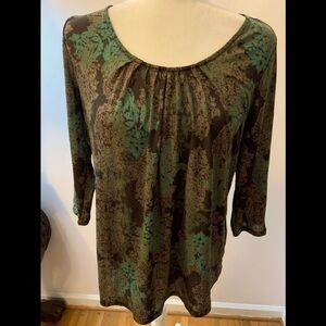 J. Jill floral gray/green tunic, size MPetite